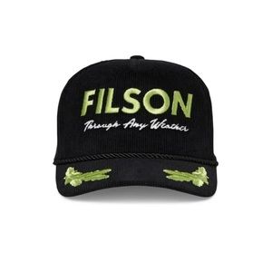 Filson Corduroy Rope Forester Cap Hat Captain “Through Any Weather” Black Green